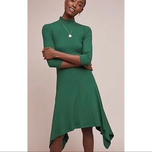 Anthropologie Ribbed Turtleneck Dress Green M New